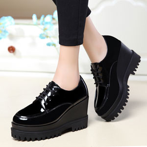 New shallow mouth single shoes women high heels round heavy-bottomed platform shoes 2611-1