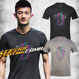 Li Ning Badminton Cultural Shirt 2018 Luminous Mechanical Chameleon Shirt Li-Ning AHSN213